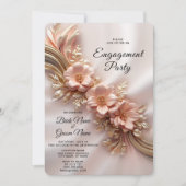 Elegante Oranje Perzik Bloemen Verloving Uitnodigi Kaart (Voorkant)