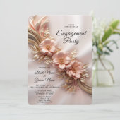 Elegante Oranje Perzik Bloemen Verloving Uitnodigi Kaart (Staand voorkant)