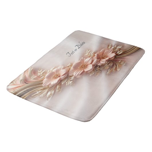 Elegante Oranje perzik bloemenbadmat Badmat (Gekanteld)