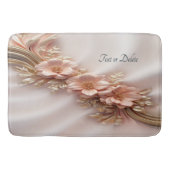 Elegante Oranje perzik bloemenbadmat Badmat (Voorkant)