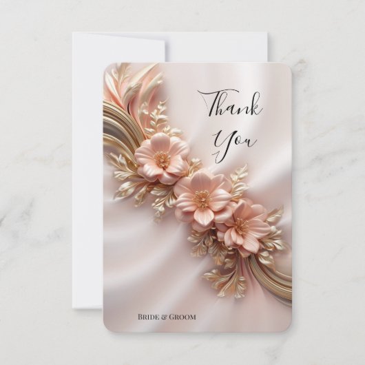 Elegante Oranje perzik bloemenbedankkaart Bedankkaart (Voorkant)