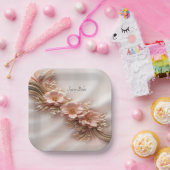 Elegante Oranje perzik bloemenpapier Bord (Feest)