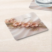 Elegante Oranje perzik bloemenpapier Onderzetter (Schuin)