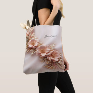 Elegante Oranje Perzik Floral Canvas tas