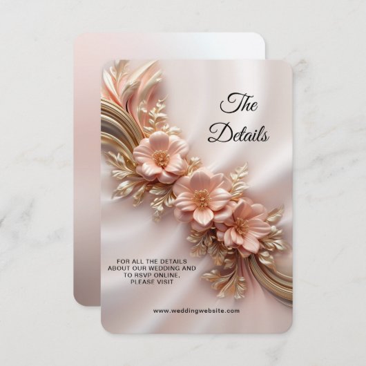 Elegante Oranje perzik Floral Detail behuizing Kaa Informatiekaartje (Voorkant / Achterkant)