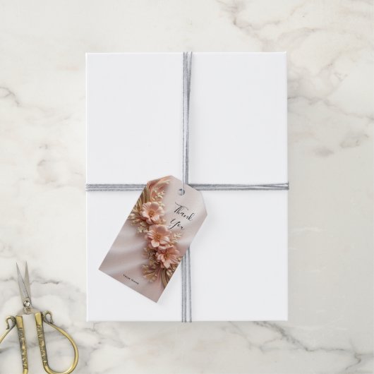 Elegante Oranje Perzik Floral Gift Label Cadeaulabel (Met Touw)