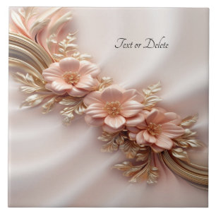 Elegante Oranje Perzik Floral Keramische Tegel Tegeltje