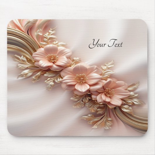 Elegante Oranje Perzik Floral Mousepad Muismat (Voorkant)