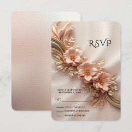 Elegante Oranje perzik Floral RSVP-kaart RSVP Kaartje