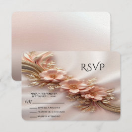 Elegante Oranje perzik Floral RSVP-kaart RSVP Kaartje