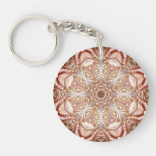 Elegante Oranje Perzik Floral Sleutelhanger