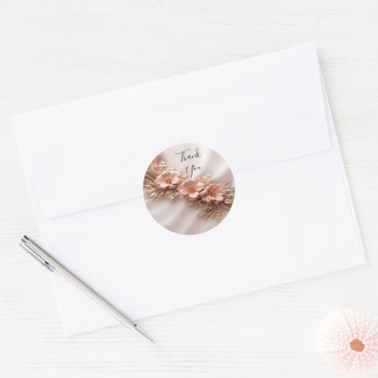 Elegante Oranje Perzik Floral Sticker (Envelop)