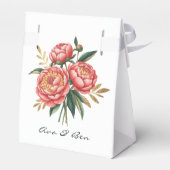 Elegante Oranje pioen boeket bruiloft Bedankdoosjes (Achterkant)