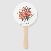 Elegante Oranje pioen boeket bruiloft Handwaaier (Achterkant)