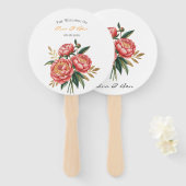 Elegante Oranje pioen boeket bruiloft Handwaaier (Voorkant en achterkant)