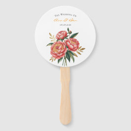 Elegante Oranje pioen boeket bruiloft Handwaaier