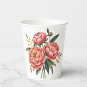 Elegante Oranje pioen boeket bruiloft Papieren Bekers (Achterkant)