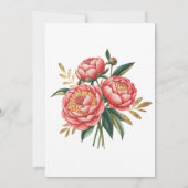 Elegante Oranje pioen geschilderde bruiloft Kaart (Achterkant)