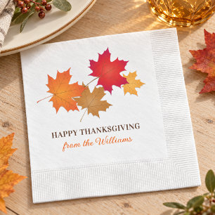 Elegante Oranje Prettig Thanksgiving Herfstbladere Servetten