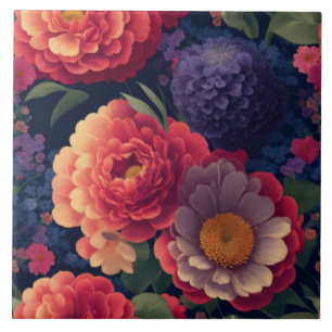 Elegante oranje rode roze waterverf bloemen tegeltje