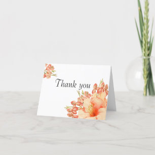 Elegante oranje-roze bloemen bedankkaart
