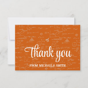 Elegante Oranje Script Wiskunde Afstudeer Dankjewe Bedankkaart