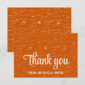 Elegante Oranje Script Wiskunde Afstudeer Dankjewe Bedankkaart (Voorkant / Achterkant)