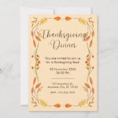 Elegante Oranje Thanksgiving Diner Kaart (Voorkant)