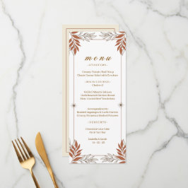 Elegante Oranje Verbrande Botanische Lijn Kunst Ee Menu