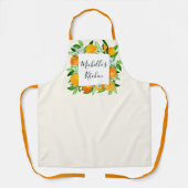 Elegante Oranje vruchten en bloemen Botanisch Schort (Voorkant)