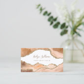 Elegante oranje waterverf agaat visitekaartje (Staand voorkant)