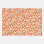 Elegante Oranje Waterverf Bloemen  Inpakpapier Vel (Voorkant 3)