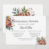 Elegante Oranje Waterverf Peony Repetitie Diner Kaart (Voorkant / Achterkant)