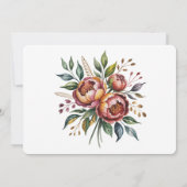 Elegante Oranje Waterverf Peony Repetitie Diner Kaart (Achterkant)