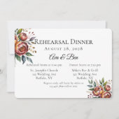 Elegante Oranje Waterverf Peony Repetitie Diner Kaart (Voorkant)