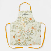 Elegante oranje wilde bloemen script naam schort (Voorkant)