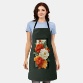 Elegante Oranje & Witte Bloemkunst Schort (Gedragen)