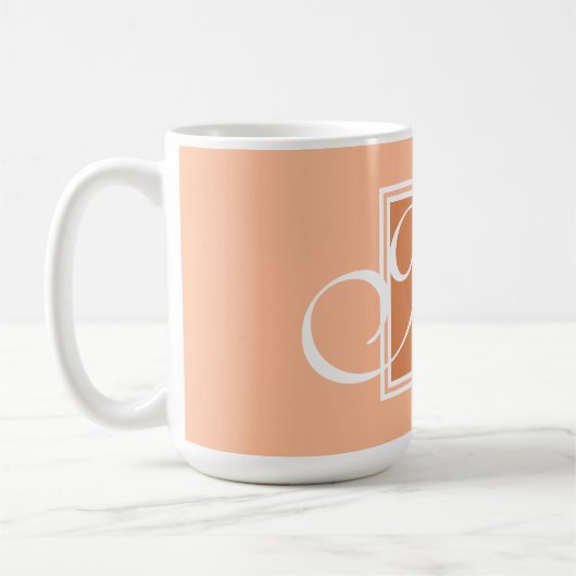 Elegante oranje witte monogram script topografie koffiemok (Links)