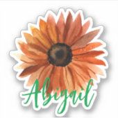 Elegante Oranje Zonnebloem Naam Sticker (Voorkant)