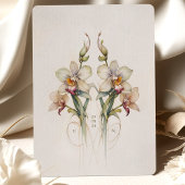 Elegante Orchidee Art Nouveau bruiloft Kaart