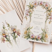 Elegante Orchidee Art Nouveau bruiloft Kaart