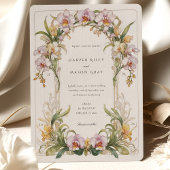 Elegante Orchidee Art Nouveau bruiloft Kaart