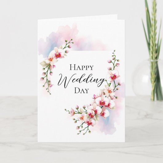 Elegante orchidee bloeit op Waterverf pastelbruilo Kaart (Voorkant)