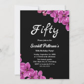 Elegante Orchidee Bloem Zwart Bloemen 50ste Verjaa Kaart (Voorkant)