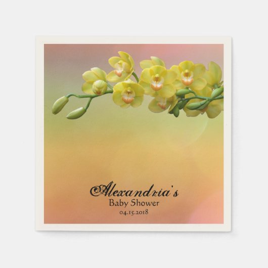Elegante Orchidee Bloemen Custom Baby shower Servet (Voorkant)