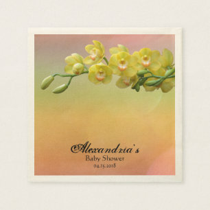 Elegante Orchidee Bloemen Custom Baby shower Servet
