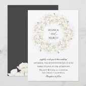 Elegante Orchidee Bloemen Krans Trouwen Kaart (Voorkant / Achterkant)