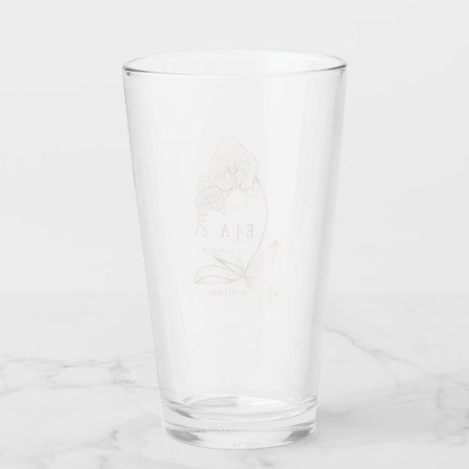 Elegante Orchidee Bloemen Monogram bruiloft Keepsa Glas (Achterkant)