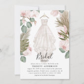 Elegante Orchidee Boho Droge Bladeren Bruidsdouche Kaart (Voorkant)