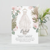 Elegante Orchidee Boho Droge Bladeren Bruidsdouche Kaart (Staand voorkant)